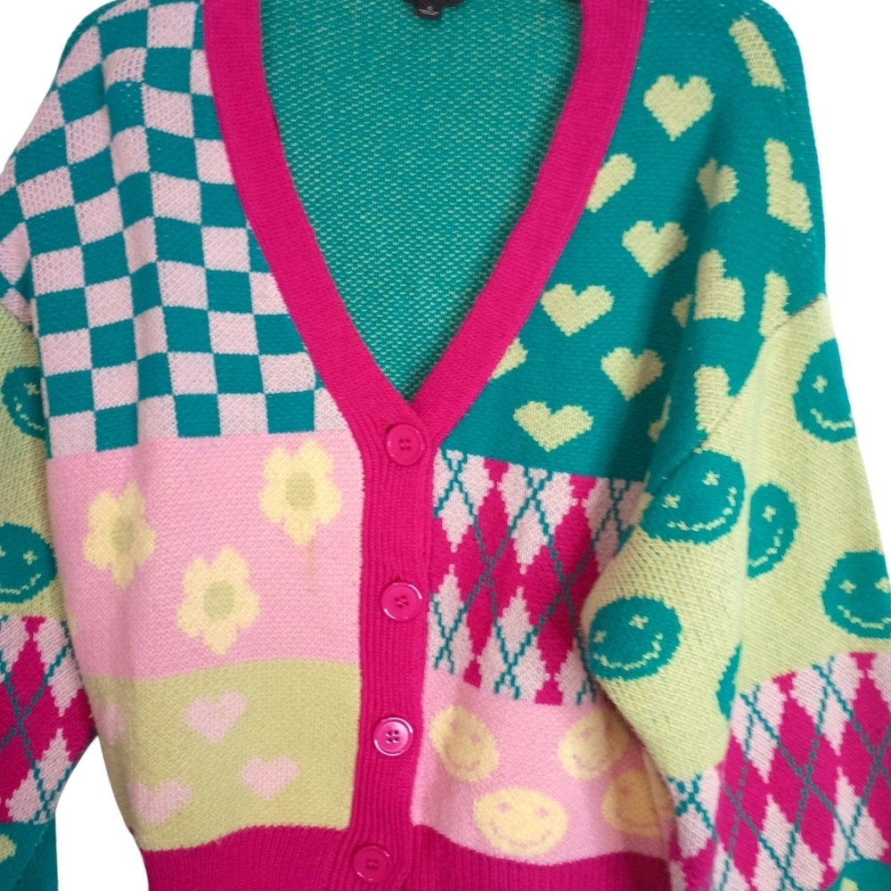 J.NNA -Colorful Patterned Women's Cardigan - Size S - Picture 3 of 6
